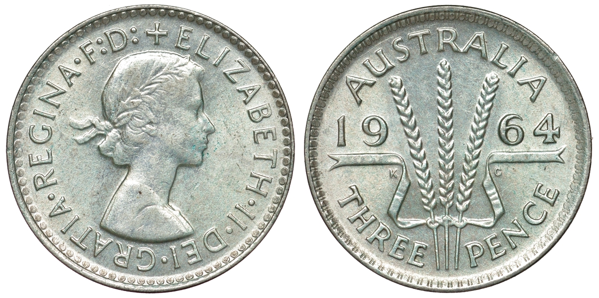 Австралия 3 пенса 1964 Елизавета II (1952-2022) KM 57 серебро 71-1013