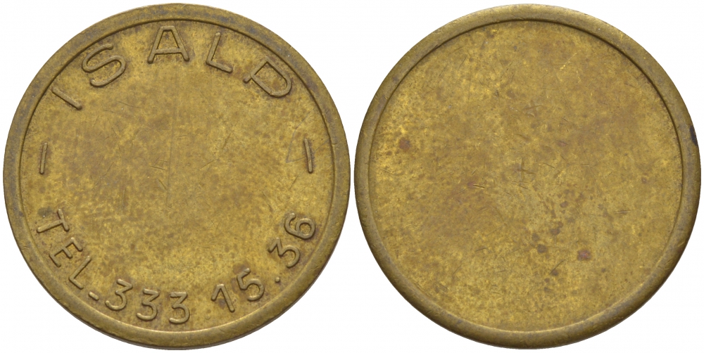 ЕВРОПА ЖЕТОН ND ISALD TEL. 333.15.36 желтый металл 4544-1015