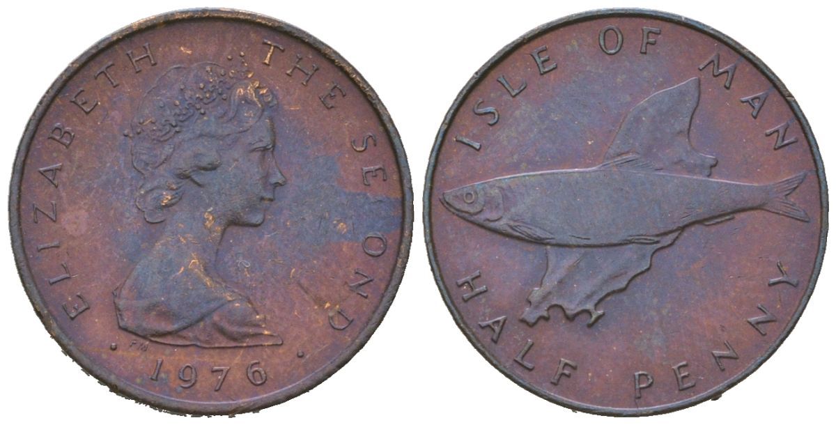 Остров Мэн 1/2 пенни 1976 ФАО - еда для всех KM 32 бронза UNC 4618-557