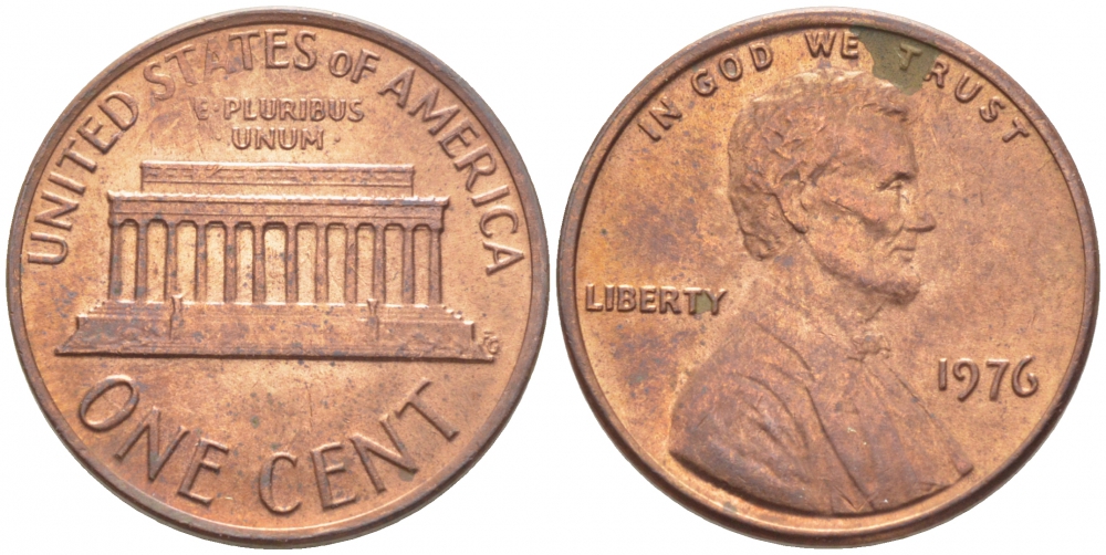США 1 ЦЕНТ 1976 ЛИНКОЛЬН KM 201 медь цинк 105-1053