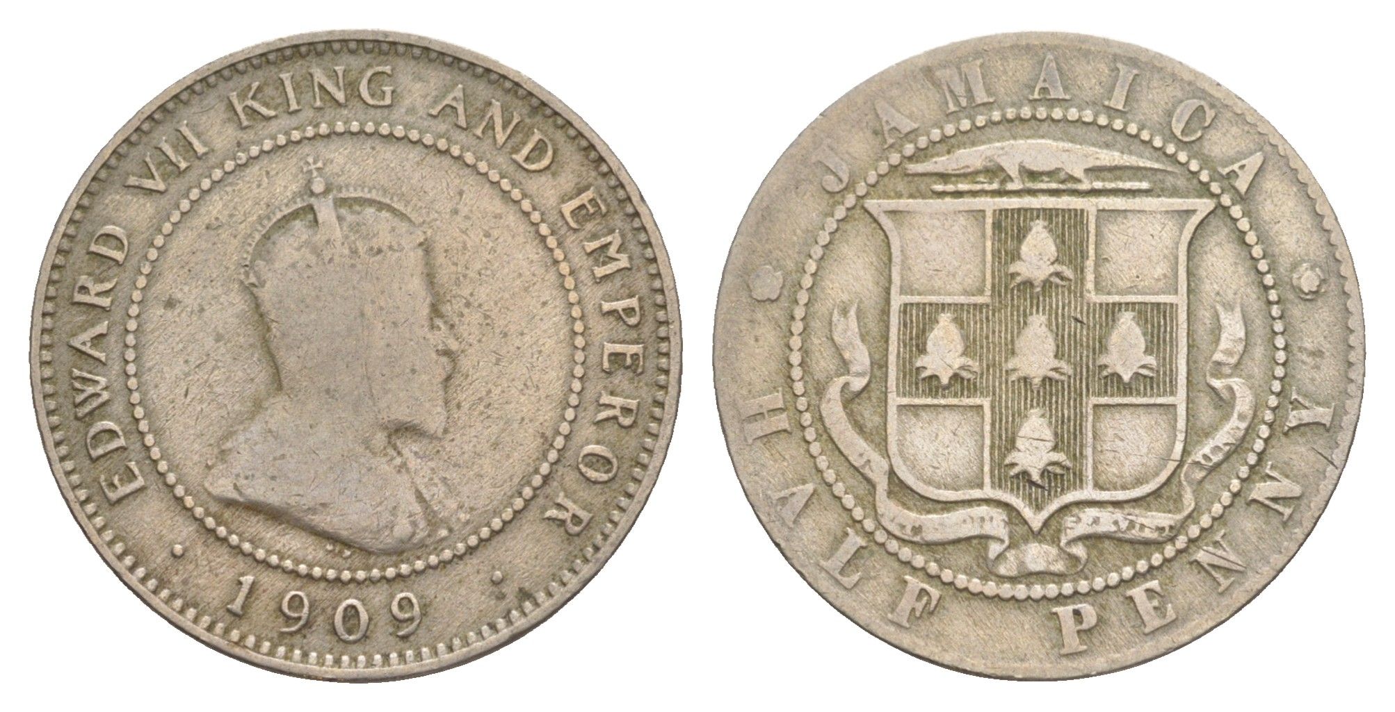 Ямайка 1/2 пенни 1909 Эдуард VII (1901-1910) KM 22 медно-никель 4641-851