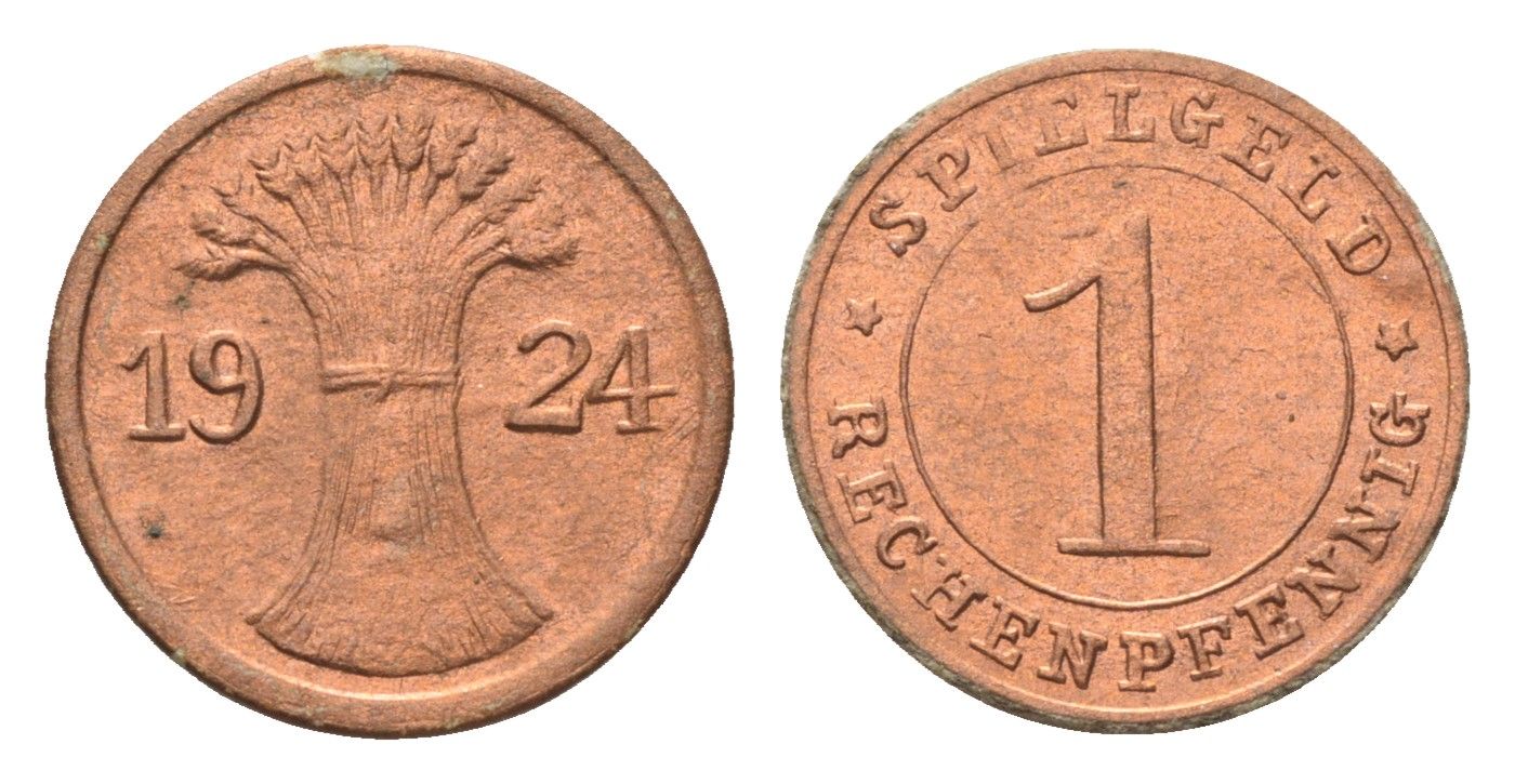 Германия игровой жетон в 1 рентенпфенниг 1924 диаметр 17 мм картон 4702-931