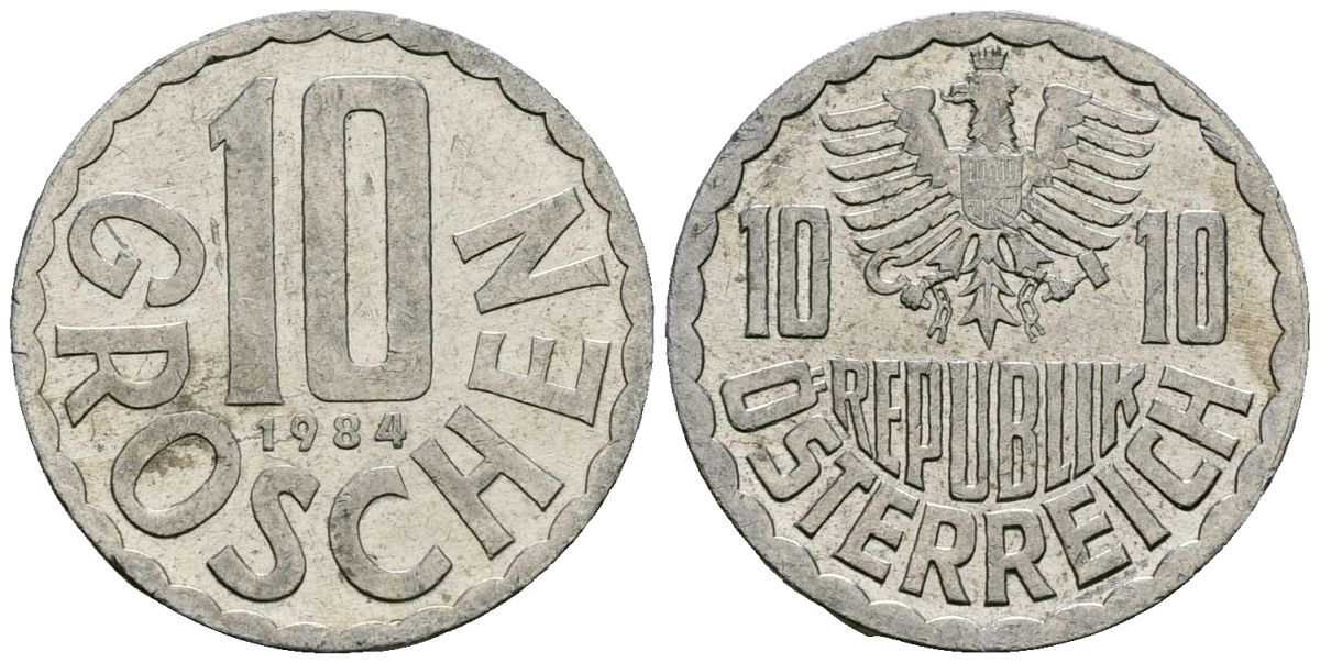 Австрия 10 грошей 1984 KM 2878 алюминий 4135-253