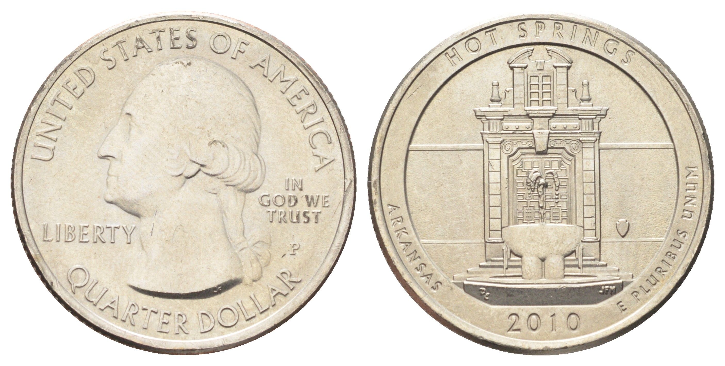 США 25 центов (квотер, 1/4 доллара) 2010 P, Квотеры «Парки США» - Национальный парк Хот-Спрингс KM 469 медь плакированная медно-никелем UNC 4666-922