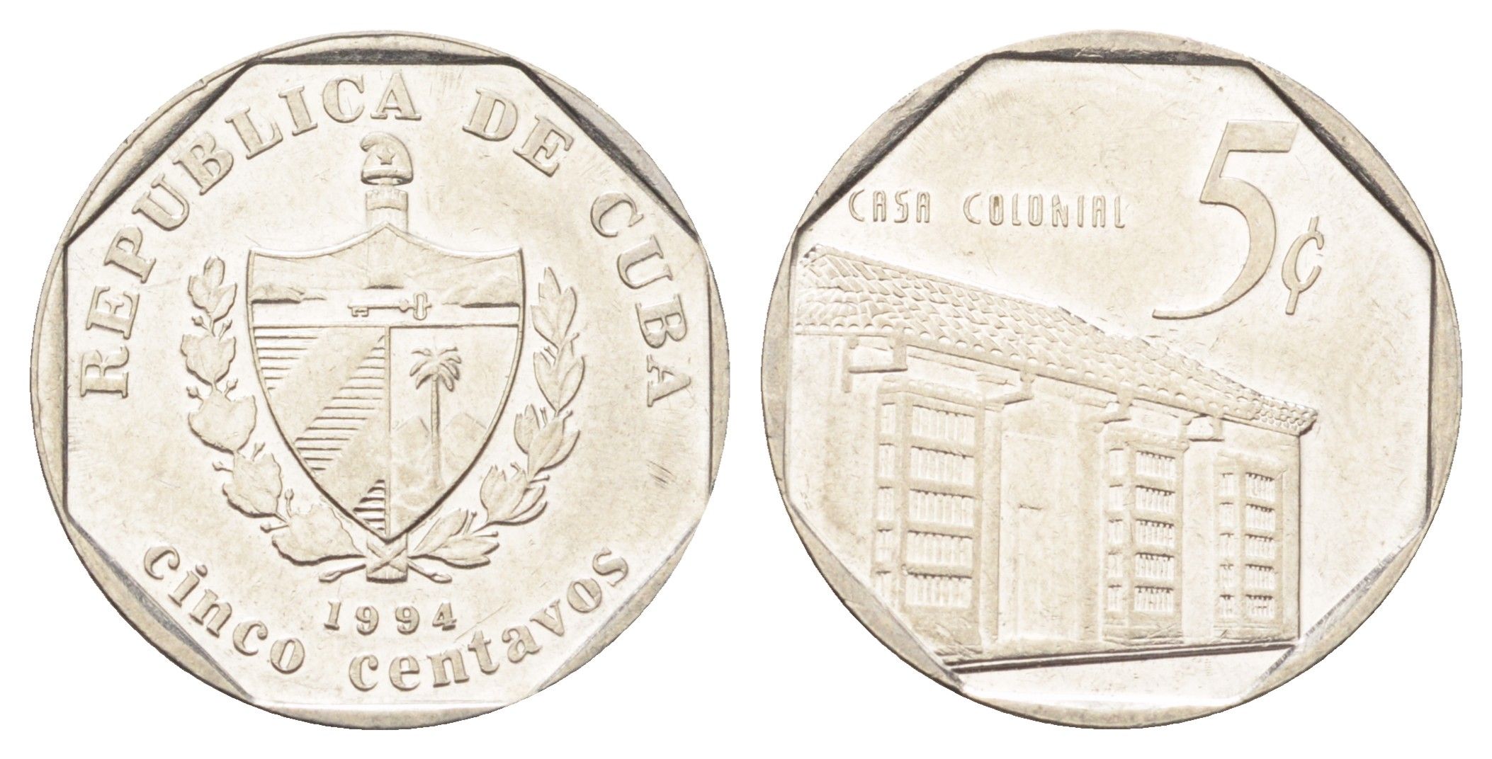 Куба 5 сентаво 1994 Casa Colonial KM 575.1 сталь плакированная никелем 4697-1152