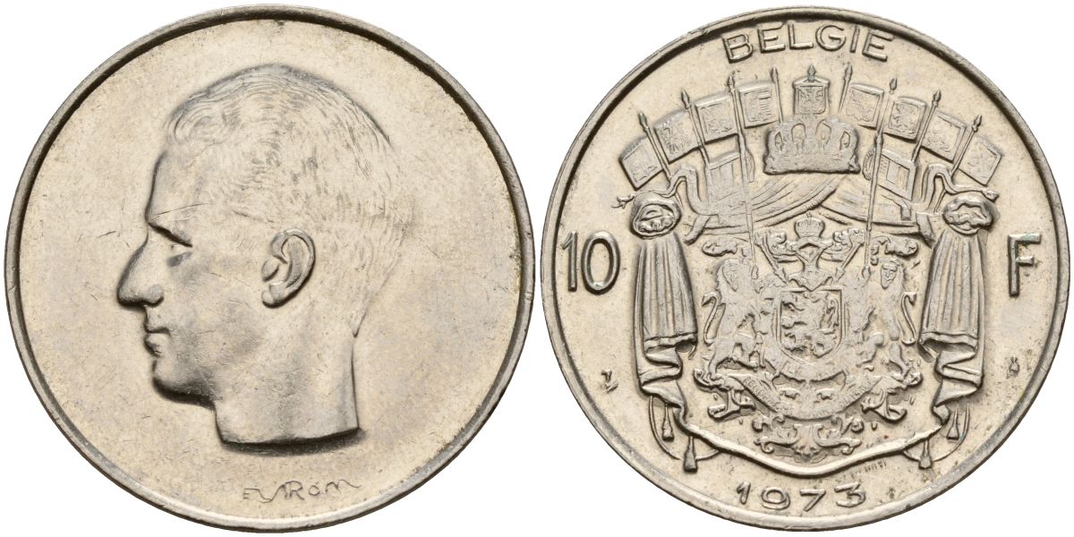 Бельгия 10 франков 1973 Belgie KM 156 никель 4150-821