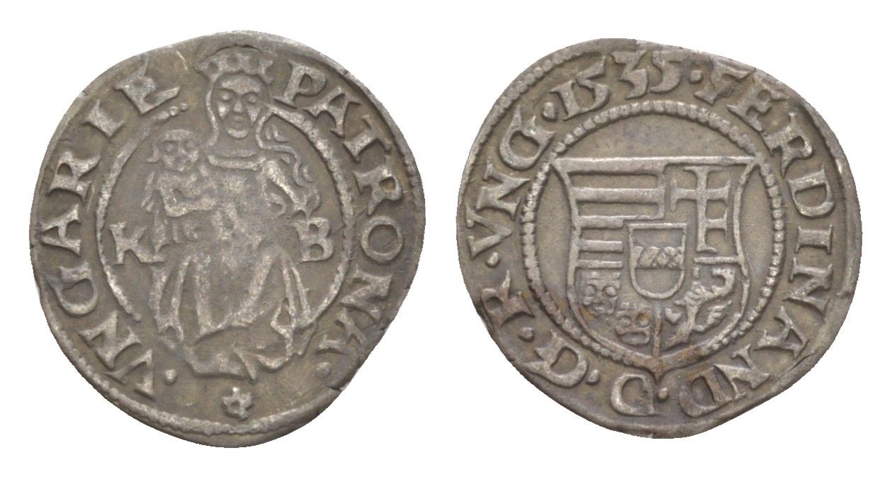 Венгрия 1 денар 1535 KB, Фердинанд I (1526-1564), мадонна с младенцем серебро EH 745a серебро 650-812