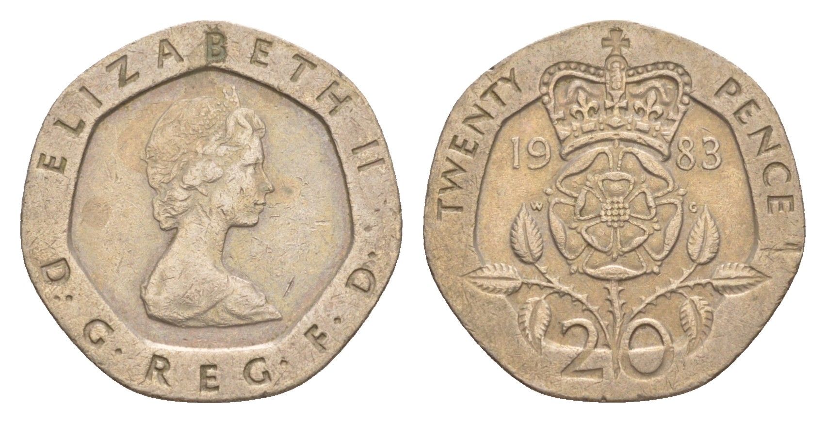 Великобритания 20 пенсов 1983 Елизавета II (1952-2022) KM 931, Spink 4230 (G1) медно-никель 4639-841