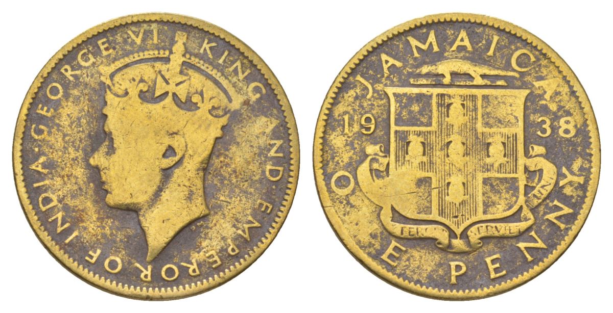 Ямайка 1 пенни 1938 KM 32 никель латунь 4628-427