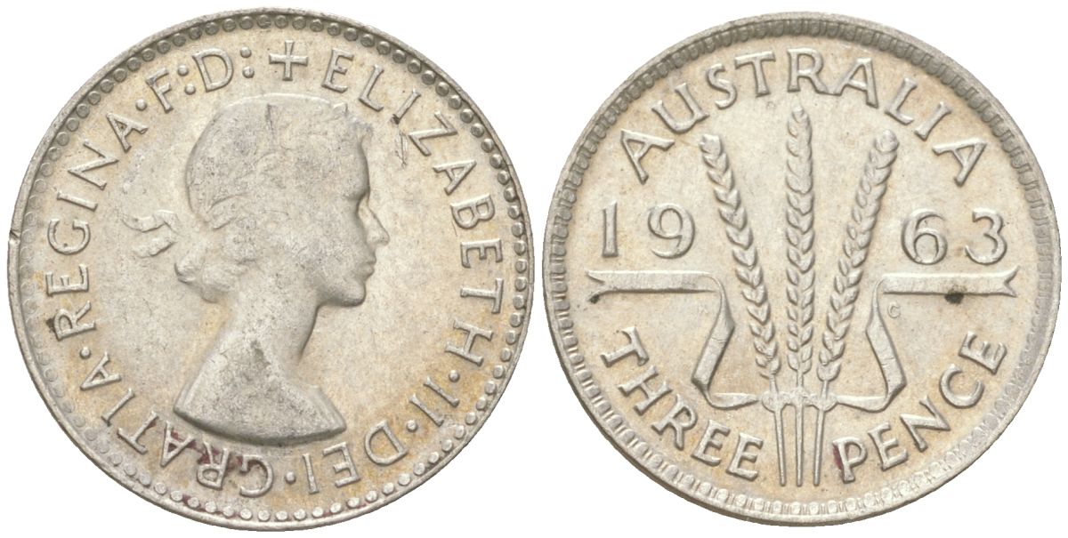 Австралия 3 пенса 1963 Елизавета II (1952-2022) KM 57 серебро 4623-133