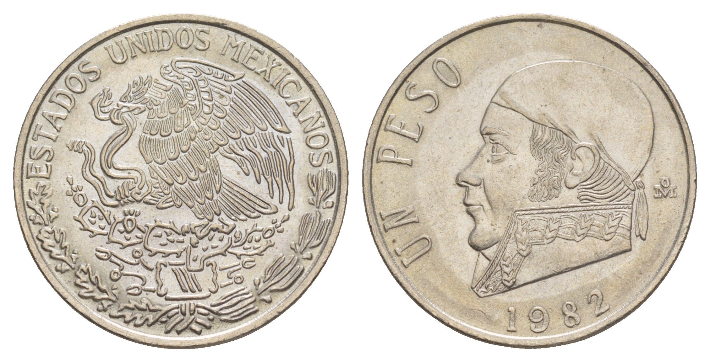 Мексика 1 песо 1982 Mo, Хосе Мария Морелос, закрытая цифра 8 KM 460 медно-никель 4637-613