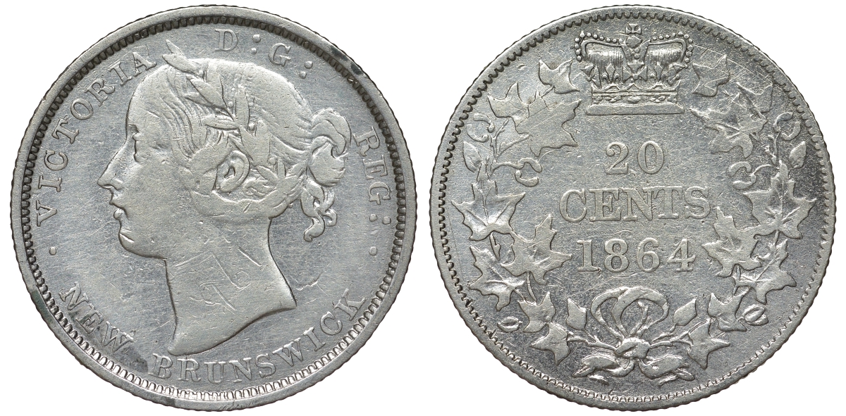 Канада, Нью-Брансуик 20 центов 1864 Виктория (1837-1901) KM 9 серебро 1519-712
