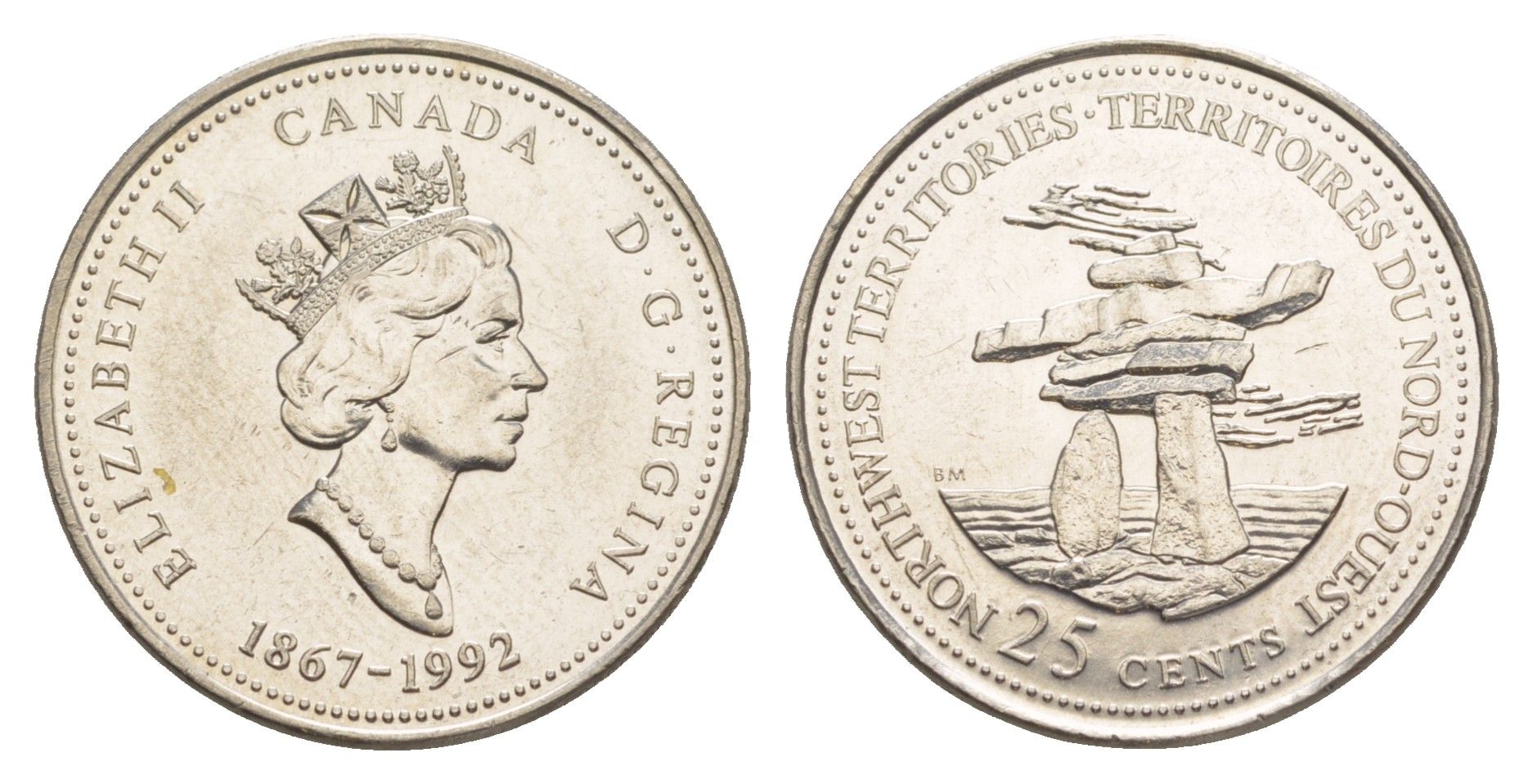 Канада 25 центов 1992 125 лет Конфедерации Канада - Северо-Западные территории KM 212 никель UNC 4637-853