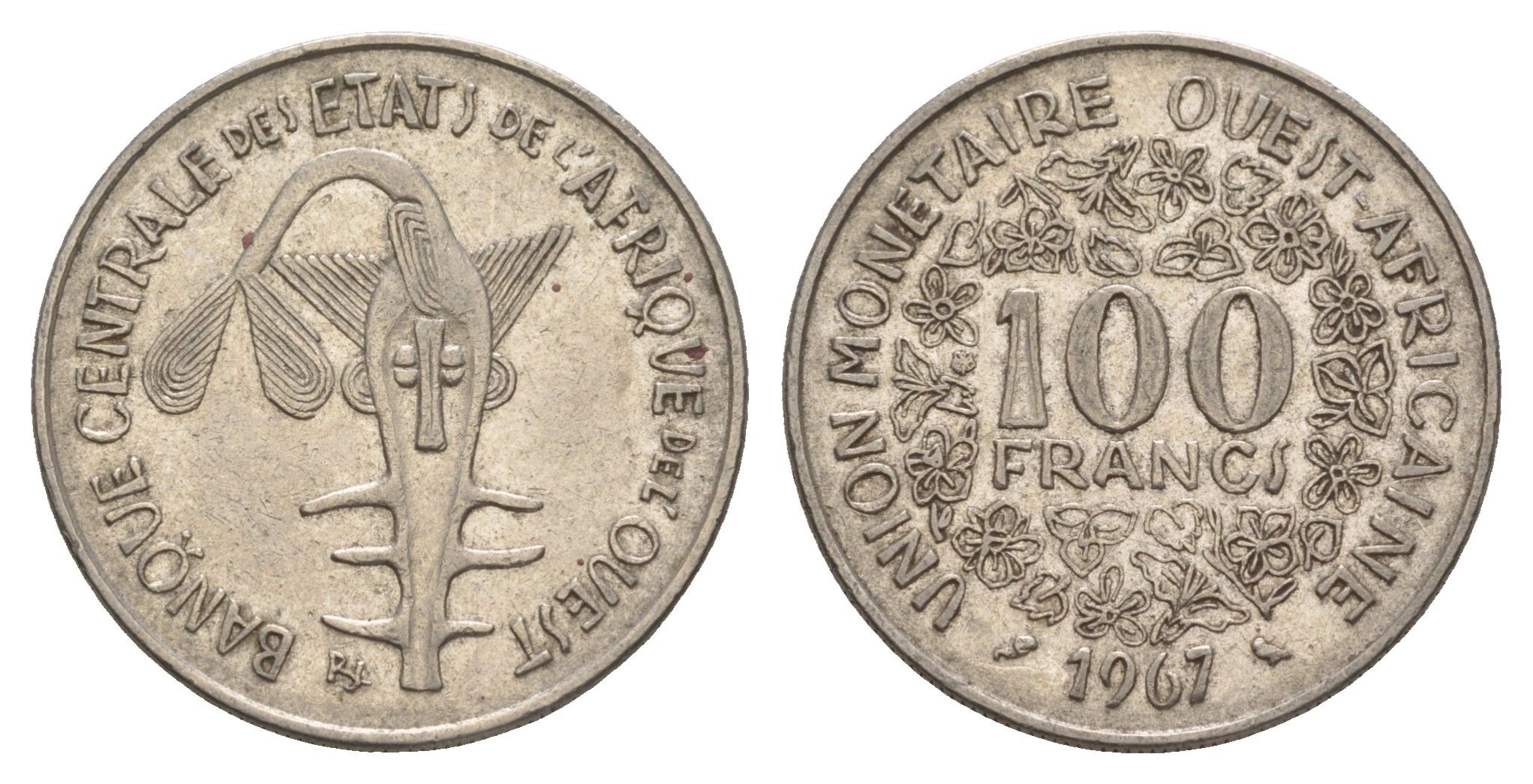 Западная Африка (BCEAO) 100 франков 1967 KM 4 никель 4656-911
