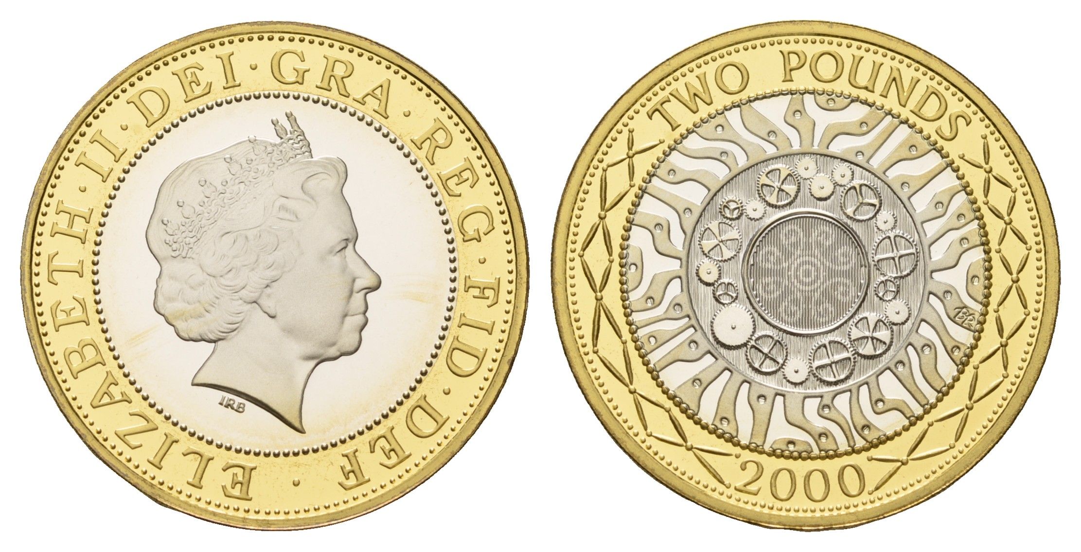 Великобритания 2 фунта 2000 Елизавета II (1952-2022), год-тип, тираж 15.000 экземпляров KM 994a, Spink K9 серебро PROOF 1095-8-14