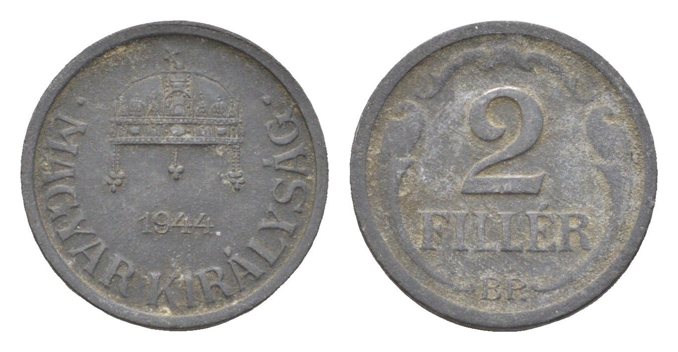 Венгрия 2 филлера 1944 BP KM 519 цинк 4665-567
