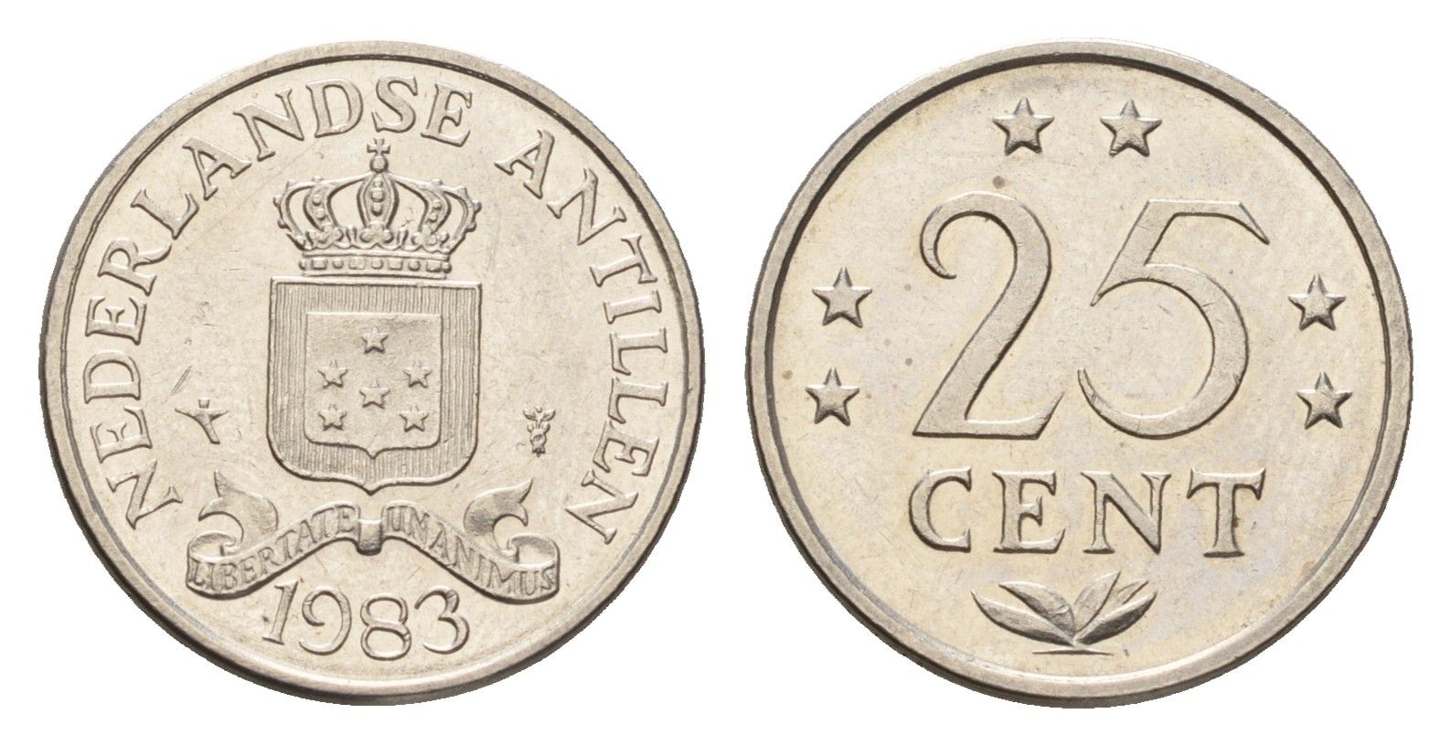 Нидерландские Антильские острова (Нидерландские Антилы) 25 центов 1983 Беатрикс (1980-2013) KM 11 никель UNC 4675-851