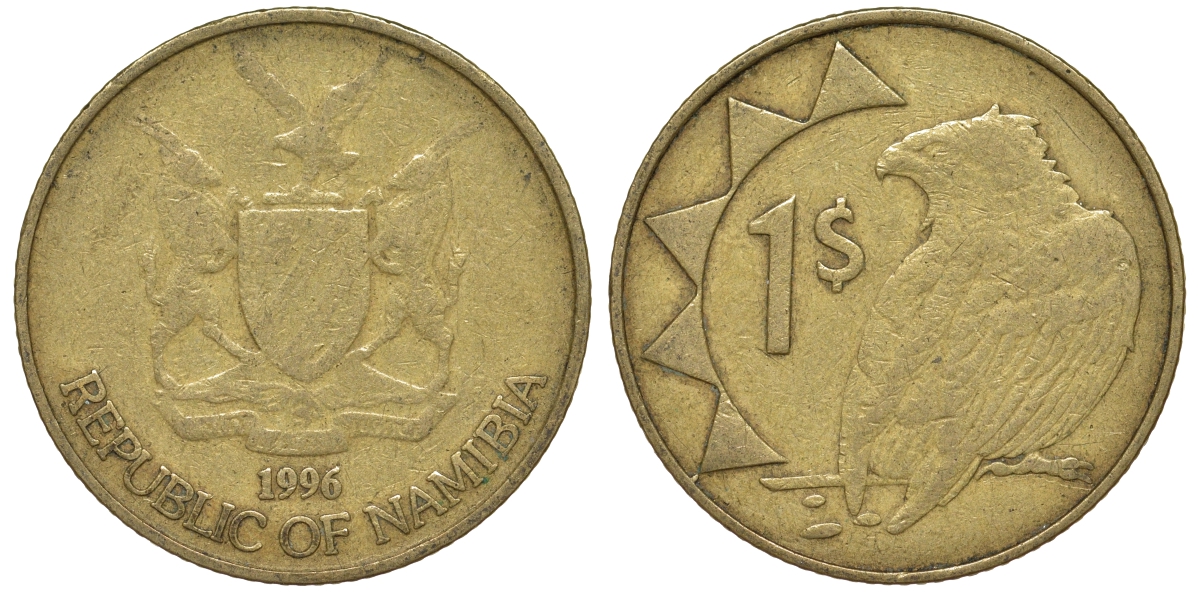 Намибия 1 доллар 1996 орел KM 4 латунь 4163-1055