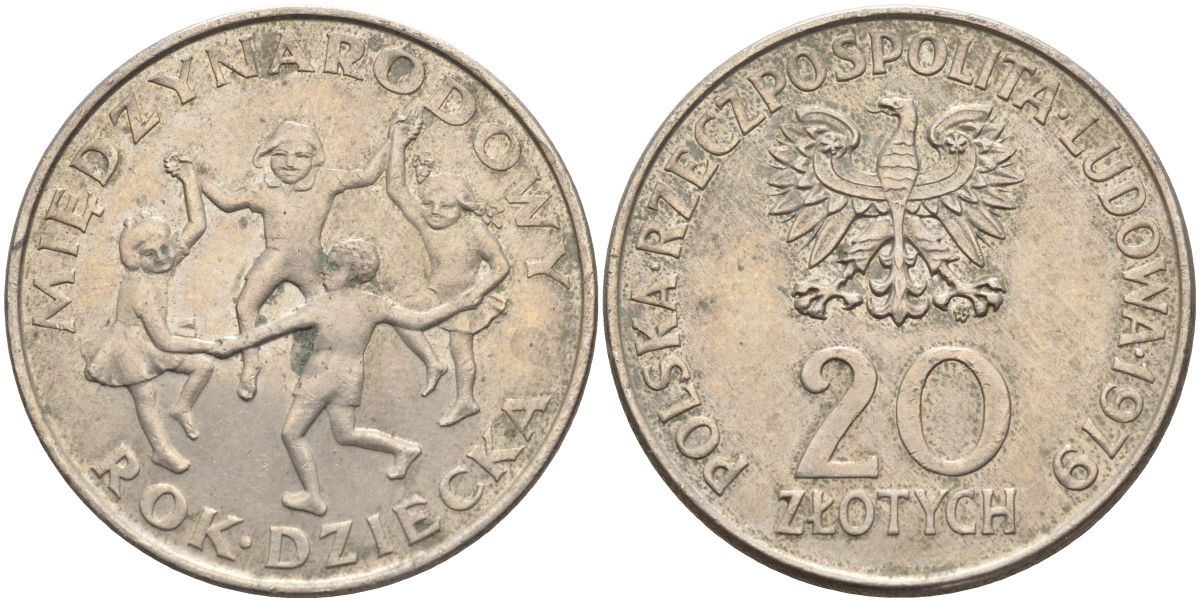 Польша 20 злотых 1979 Международный год детей Y 99 медно-никель 4565-511