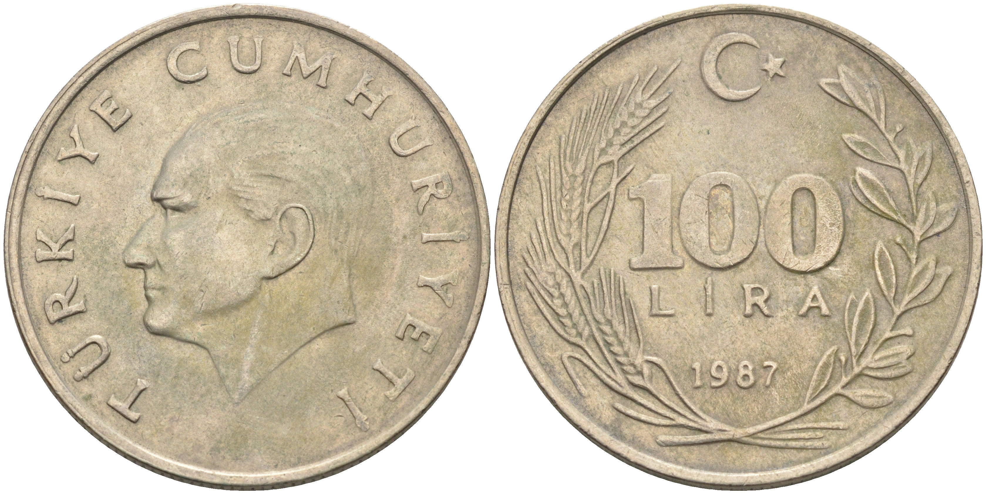 Турция 100 лир 1987  KM 967 медно-никель 4117-222