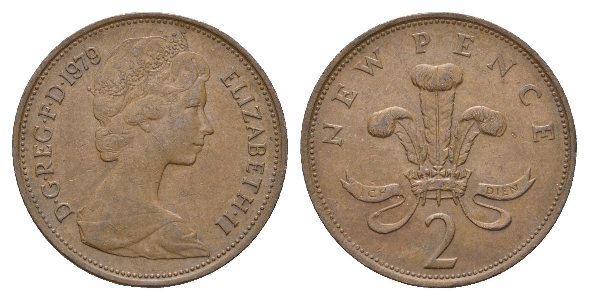 Великобритания 2 пенса 1979 Елизавета II (1952-2022) KM 916, Spink 4235 (C1) бронза 4673-911