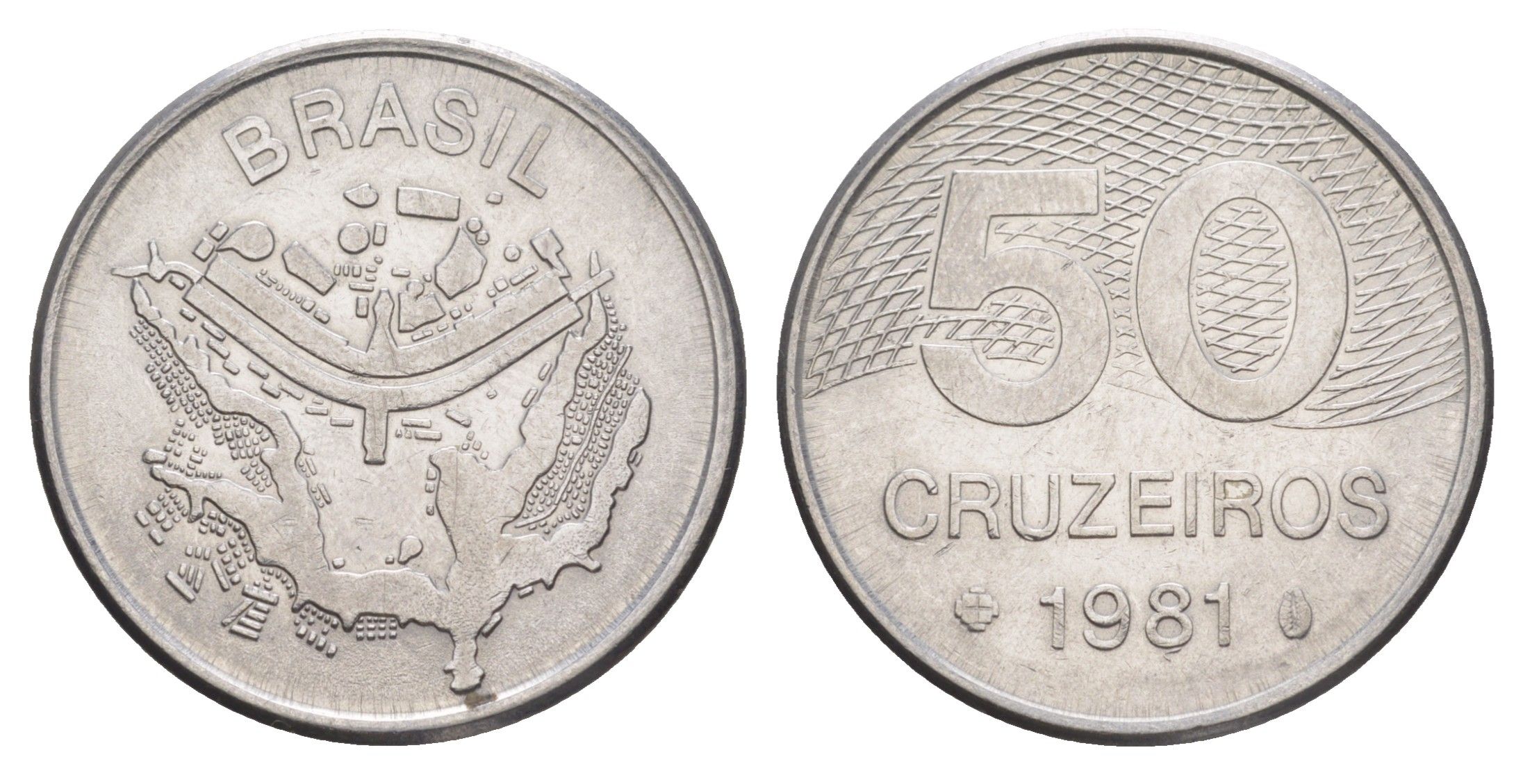Бразилия 50 крузейро 1981 KM 594.1 нержавеющая сталь UNC 4642-1231