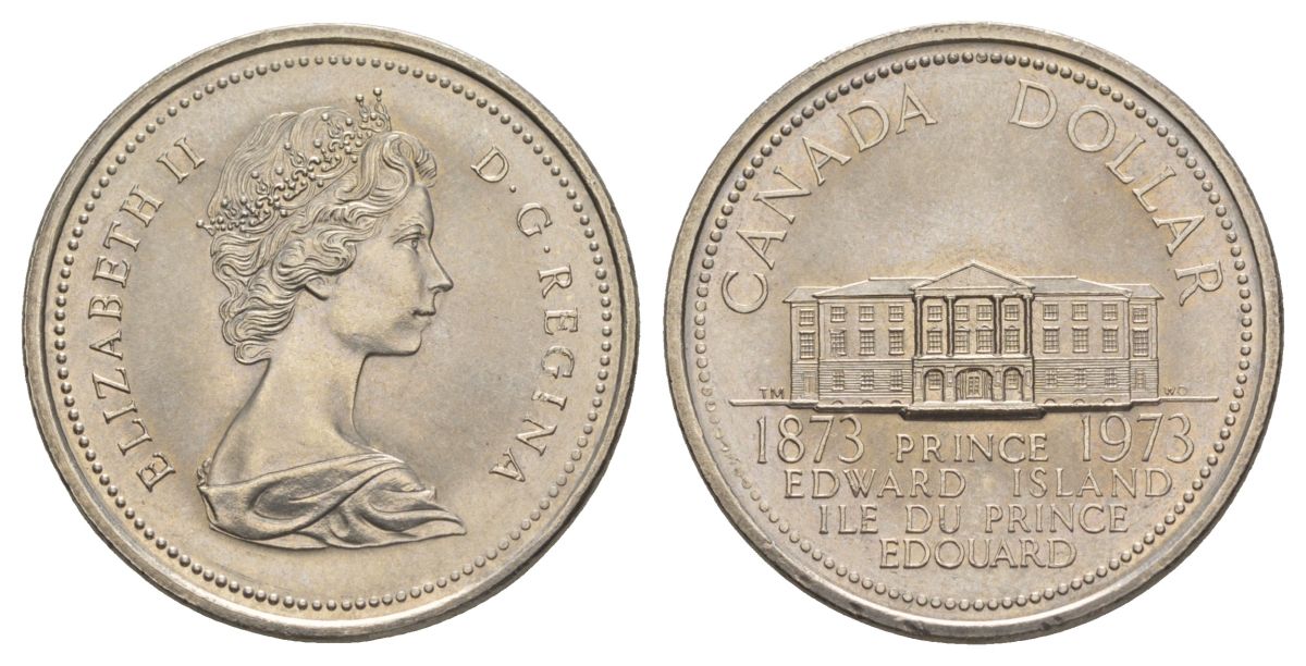 Канада 1 доллар 1973 100 лет со дня присоединения провинции остров Принца Эдуарда (1873-1973) KM 82 никель UNC 4185-413