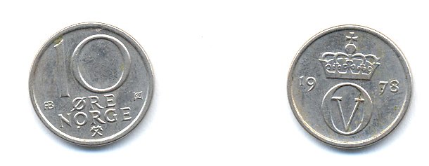 Норвегия 10 эре 1978 Улаф V (1957-1991) KM 416 медно-никель 4379-961