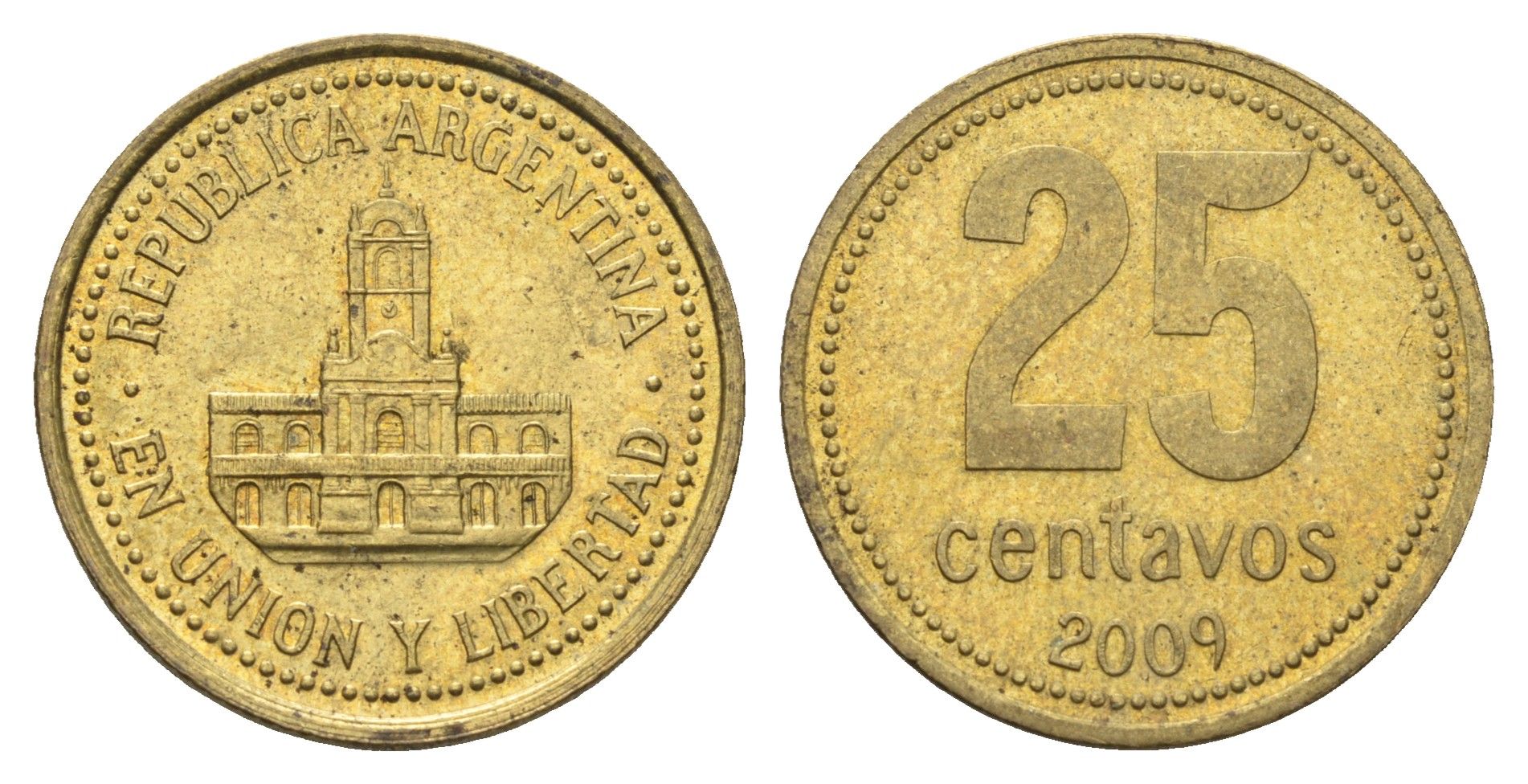 Аргентина 25 сентаво 2009 KM 110.1 алюминиевая бронза 4663-831