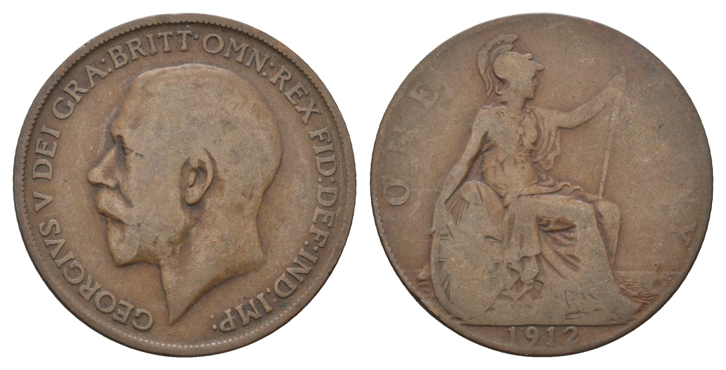 Великобритания 1 пенни 1912 Георг V (1910-1936) KM 810, Spink 4051 бронза 4680-826