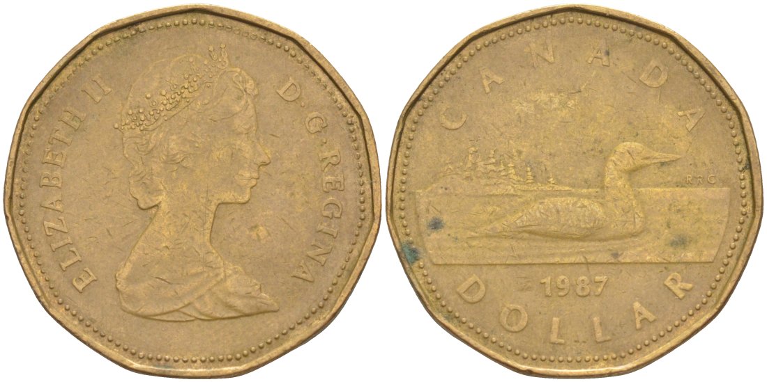 Канада 1 доллар 1987 Елизавета II (1952-2022), утка KM 157 никель плакированный алюминиевой бронзой 63-444