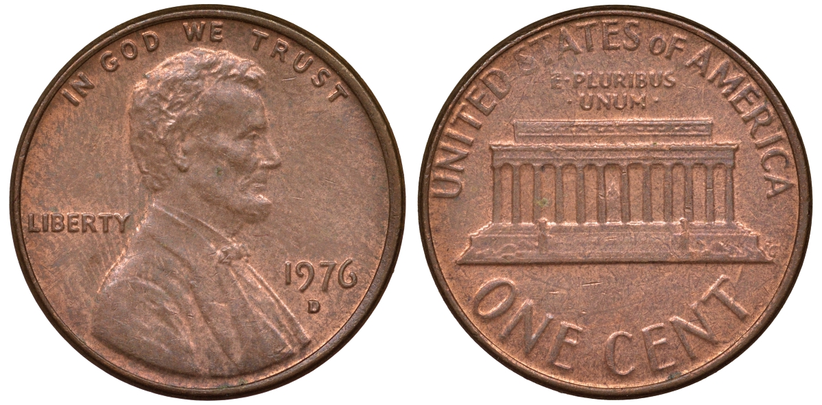 США 1 ЦЕНТ 1976 D, ЛИНКОЛЬН KM 201 медь цинк 62-712