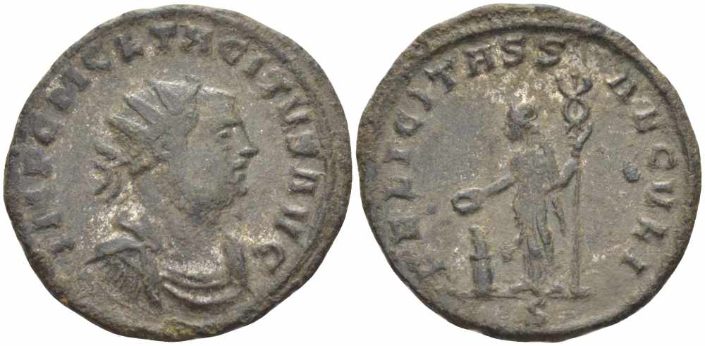 Римская Империя аврелианиан 276 Тацит FELICITAS SAECVLI Сисция Good Very fine LV 2089-98 бронза, серебрение 1073-17-35