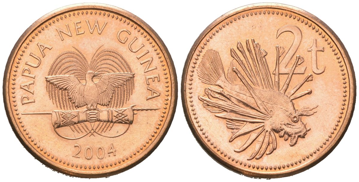 Папуа - Новая Гвинея 2 тойя 2004 KM 2 бронза aUNC 4573-1135