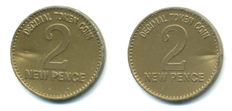 АНГЛИЯ 2 ПЕНСА ND ЖЕТОН, ТОКЕН, DECIMAL TOKEN COIN пластик 23-415