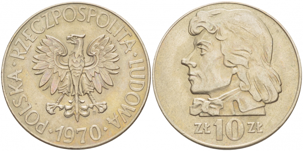 Польша 10 злотых 1970 MW, Тадеуш Костюшко (1746-1817) KM 50а медно-никель 4517-816