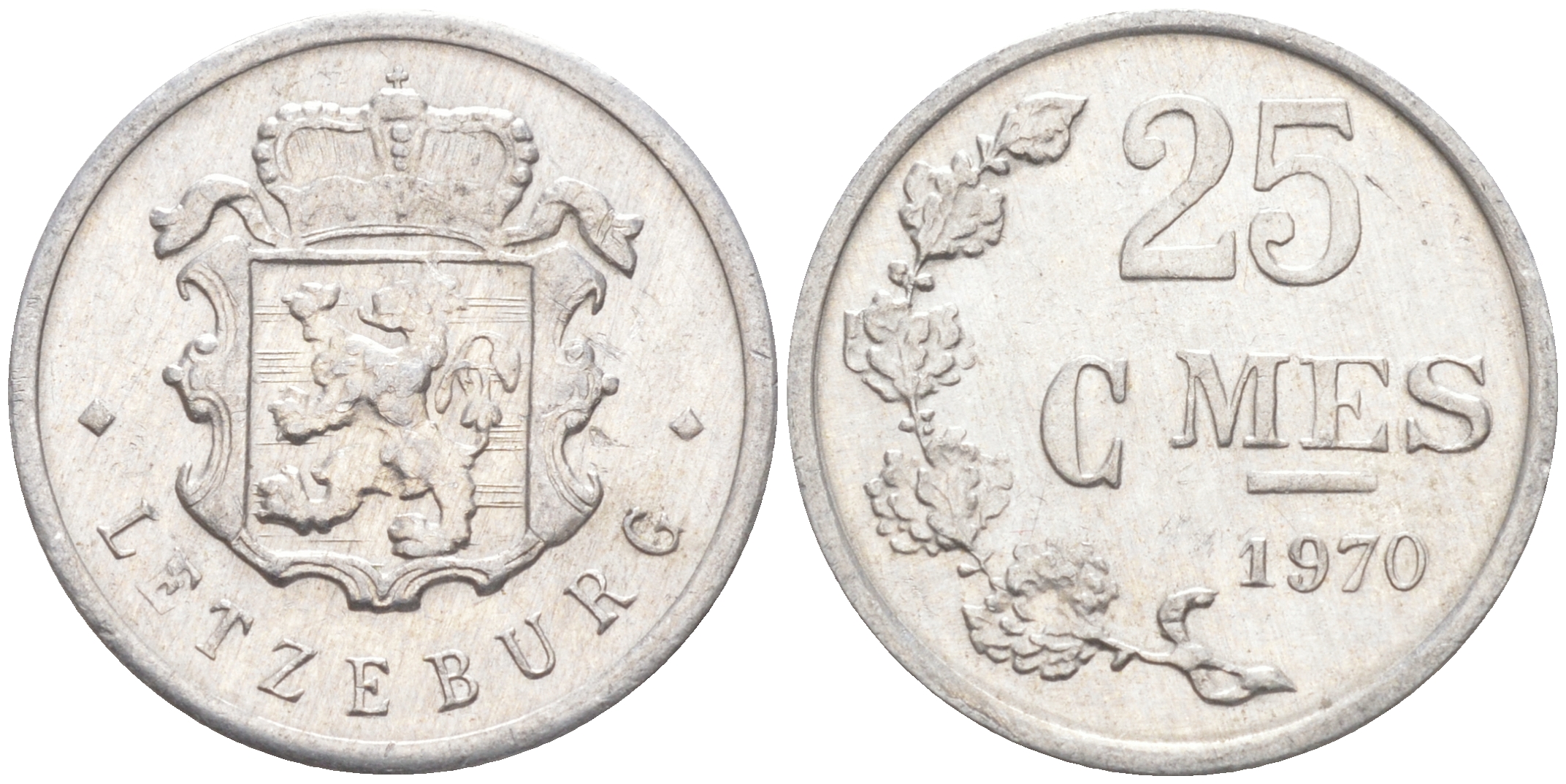 Люксембург 25 сантимов 1970 Герцог Жан (1964-1999) KM 45a.1 алюминий 211-768