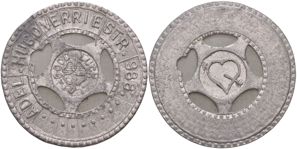 Европа жетон ND good luck, на удачу в дороге, Адель и Хьюго, выполнен в виде колеса, четырехлистный клевер, диаметр 35 мм. алюминий 97-723