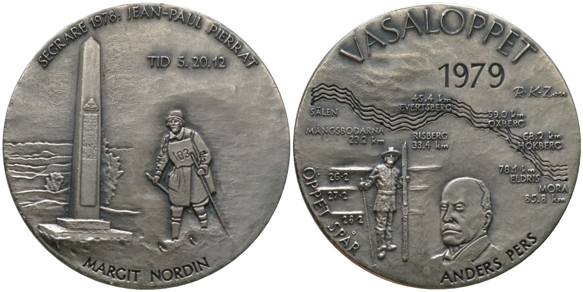 Швеция медаль ND (1979) Васалоппет - массовая лыжная марафонская гонка в 1979 году, вес 63 гр, диаметр 47 мм  серебро    00-00
