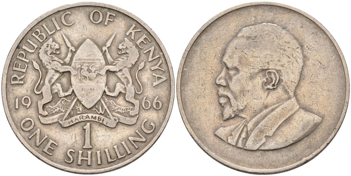 Кения 1 шиллинг 1966 Джомо Кениата KM 5 медно-никель 4126-934