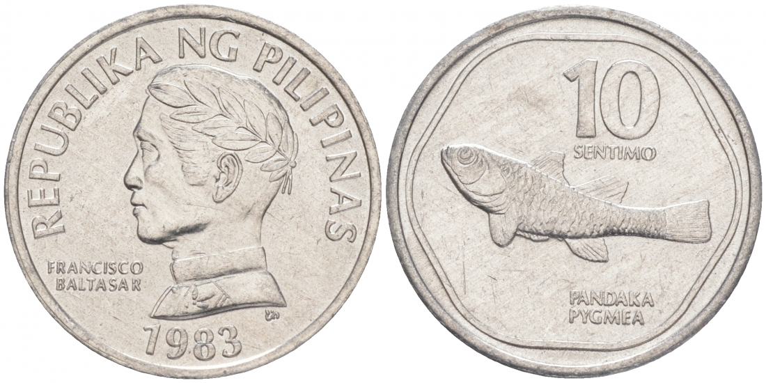 Филиппины 10 сентимо 1983 FAO, ошибка - PYGMEA KM 240 алюминий UNC M24-11