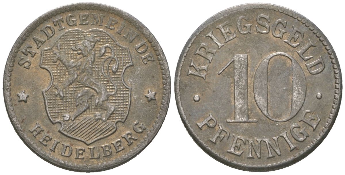Гейдельберг 10 пфеннигов ND (1919-1920) Funck 203.3, Men05 11175.1, Men18 14006.1 железо 188-1154