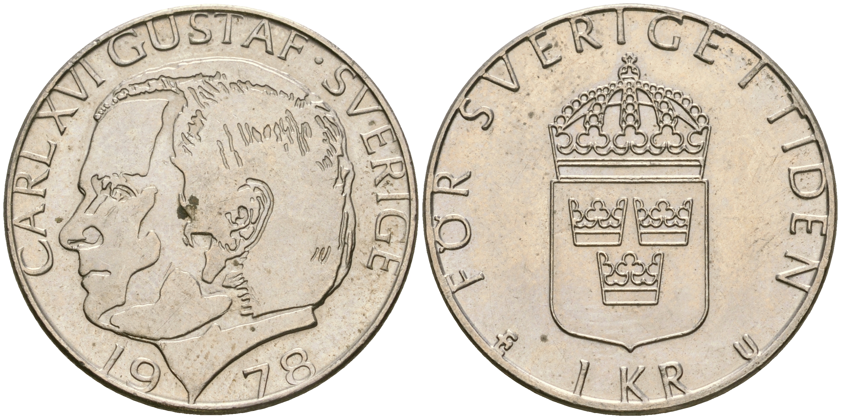 Швеция 1 крона 1978 Карл XVI Густав (1973- ) KM 852 медь плакированная медно-никелем 4364-3452