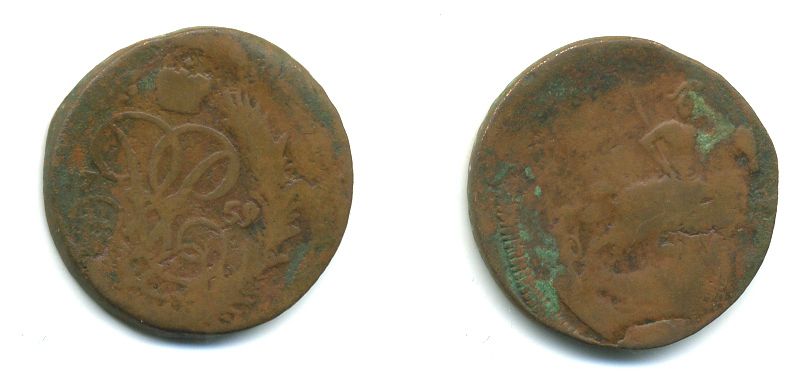 РОССИЯ 1 КОПЕЙКА 1759 медь 61-617