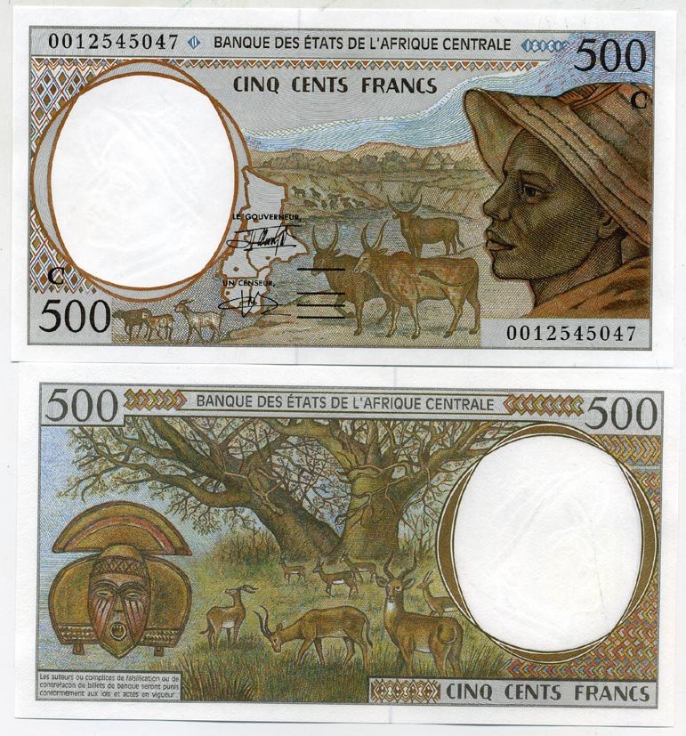 Центрально-Африканские штаты 500 франков 2000 C, Конго Pick 101C g бумага UNC (пресс) 448-153-3