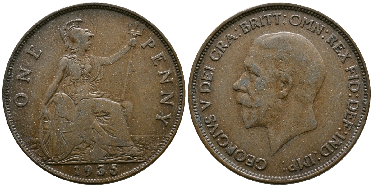 Великобритания 1 пенни 1935 Георг V (1910-1936) КМ 838, Spink 4055 бронза 73-912