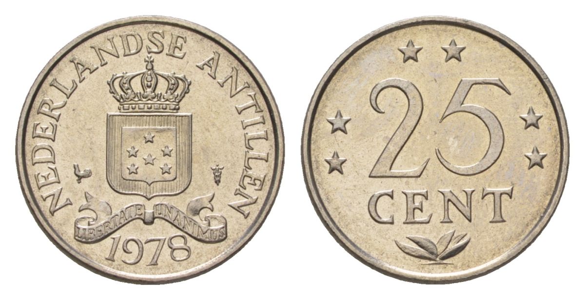 Нидерландские Антильские острова (Нидерландские Антилы) 25 центов 1978 KM 11 никель UNC 4627-713