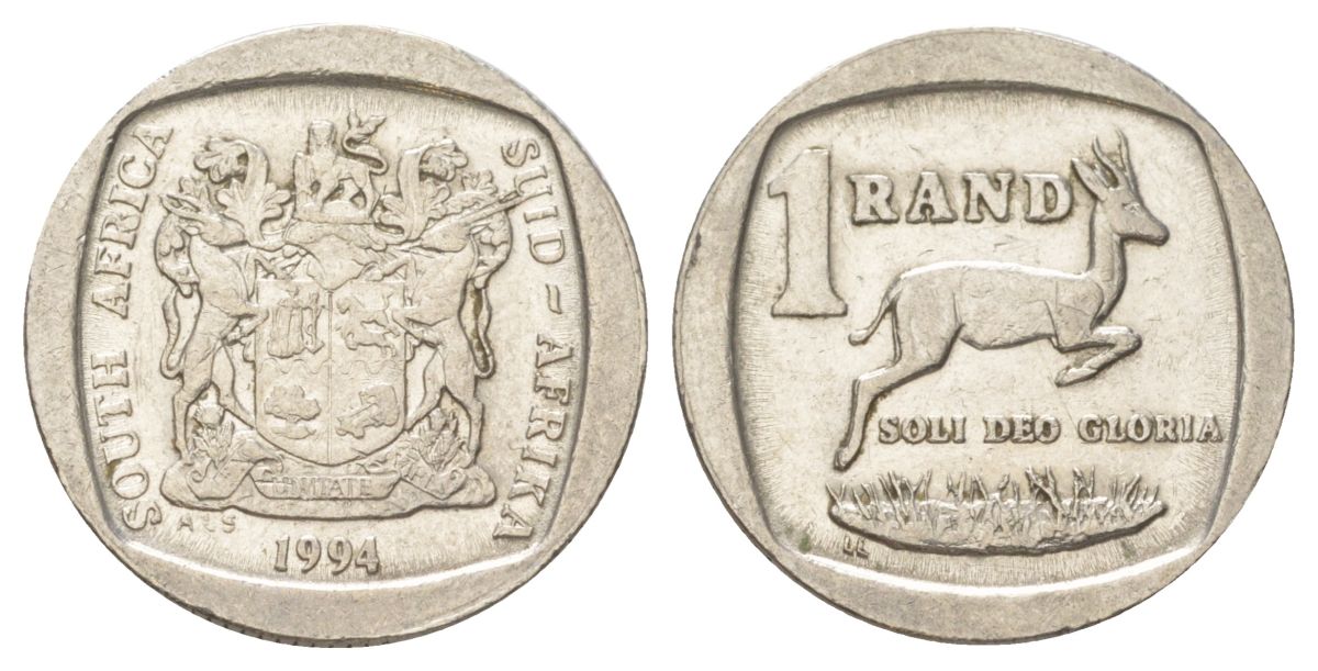 ЮАР 1 ранд 1994 KM 138 медь плакированная никелем aUNC 4627-259