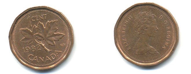 Канада 1 цент 1982 Елизавета II (1952-2022), кленовый лист KM 132 бронза 177-1369