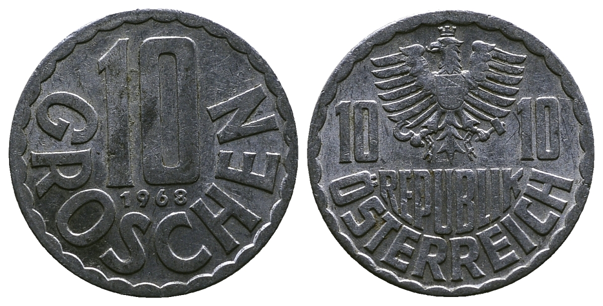 Австрия 10 грошей 1968 KM 2878 алюминий 4384-1131